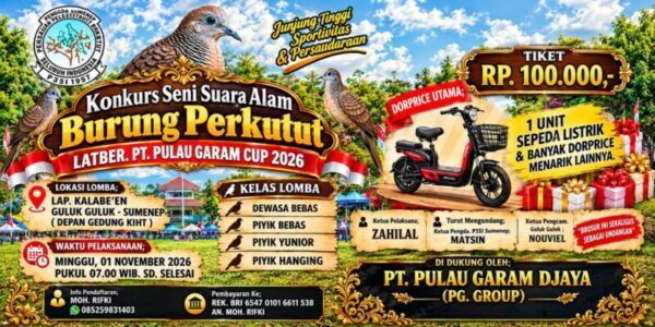 PT Pulau Garam Dukung Konkurs Perkutut di Sumenep, Sepeda Listrik Jadi Hadiah Utama