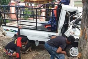 Laka Lantas di Jalan Raya Ponorogo – Pulung, Mobil Pick Up Hantam Pohon Mangga