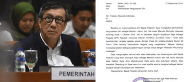 Viral.!! Menteri Hukum dan Ham Yasonna Laoly Mundur dari Jabatannya