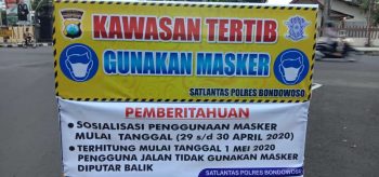 Mulai 1 Mei, Satlantas Polres Bondowoso Akan Terapkan Kawasan Wajib Pakai Masker