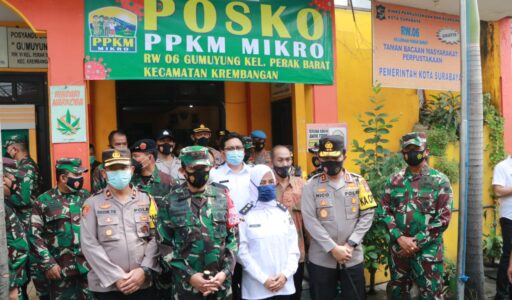 Posko PPKM Mikro Dua Kelurahan di Surabaya Dicek Forkopimda