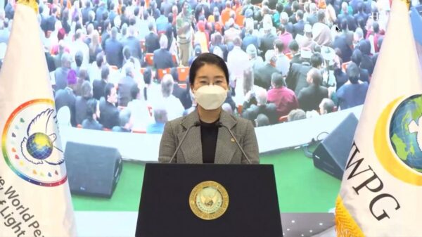 Ketua IWPG Hyun Sook Yoon, Mendesak Dukungan untuk DPCW pada Peringatan Tahunan ke-5 Deklarasi Perdamaian dan Penghentian Perang
