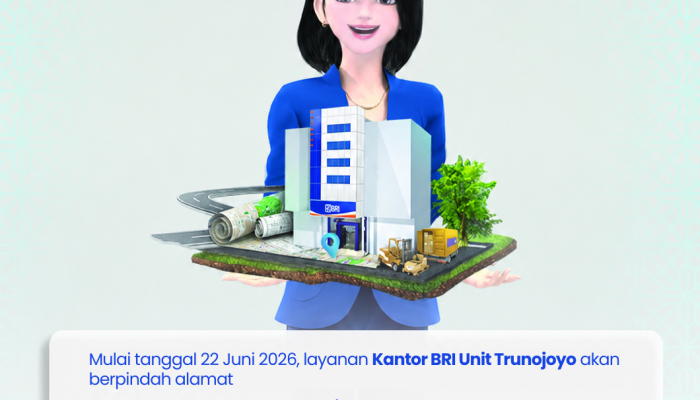 Mulai tanggal 22 Juni 2026, Layanan Kantor BRI Unit Trunojoyo Berpindah Alamat di Depan Pasar Panempan