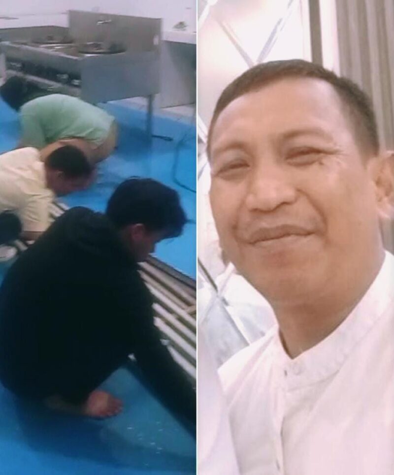 Saat relawan melakukan bersih-bersih, Mitra SPPG Kalianyar Tamanan, Yul Riyadi (kanan)