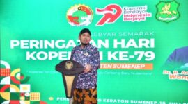 Bupati Sumenep Achmad Fauzi Wongsojudo dalam acara tasyakuran Hari Koperasi Nasional ke-79 di Pendopo Agung