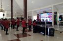 Drumband SDN Kota Kulon 1 saat unjuk kebolehan dihadapan Bupati Bondowoso
