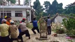 Kompak, TNI-Polri Bersihkan Pohon Tumbang Menimpa Ponpes di Kabupaten Sampang