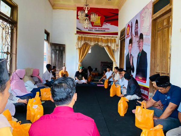 PAC Gerindra Tamanan di Dapil IV, Berikan Puluhan Sembako Kepada Kaum Duafa