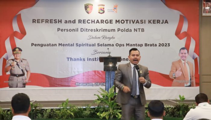 Polda NTB Datangkan Motivator Thanks Institute Refresh Otak dan Recharge Hati Anggotanya