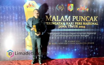 H. Slamet Junaidi Kembali Raih Penghargaan Katagori Pembina Prestasi Porwanas dari PWI Jatim