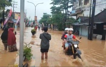 Akses Menuju Kota Terputus, Banjir di Jalan Soekarno-Hatta Kelurahan Kelutan Kabupaten Trenggalek