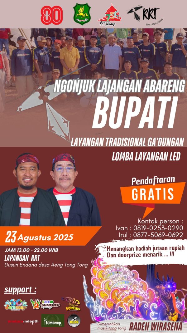 Bertajuk 'Ngunjuk Lajengan Abreng Bupati Sumenep, Team RRT Aeng Tong Tong Gelar Lomba Layangan LED