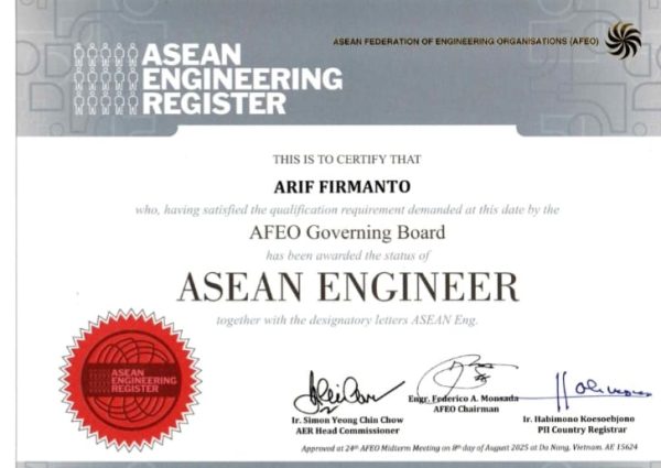 The AFEO Resmi Sematkan Gelar Asean Eng Kepada Kepala Bappeda Sumenep