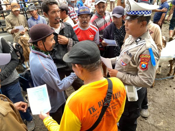 Satgas Operasi Zebra Semeru 2025 Gaungkan Keselamatan Berkendara di Pasar Hewan Trenggalek