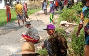 Ambil Peran Pemerintah, Warga Pulau Sapudi Gotong Royong Perbaiki Jalan Kabupaten